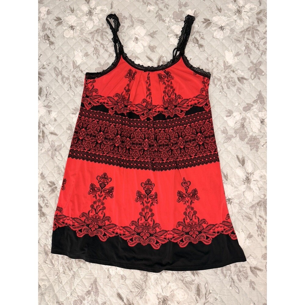 Red Black Lace Chemise Nightgown Womens Romantic Gothic Lingerie L